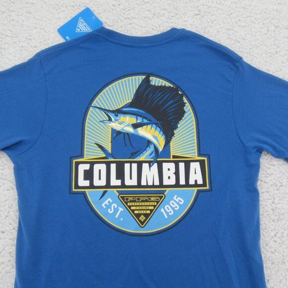 Columbia PFG Blue Graphic Short Sleeve T-Shirt Men's Size Large Tee NEW - Picture 5 of 8
